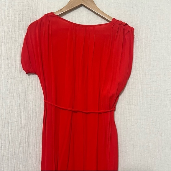 She + Sky Red Dress Midi Blouson Flowy Spring Summer Boho Trendy size S Small - Picture 5 of 8